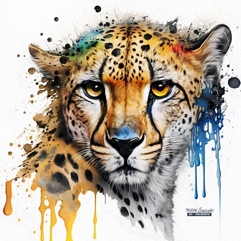 8x8 Cheetah Watercolor Oil Painting Wall Art‎ Print - Picture 2 of 6